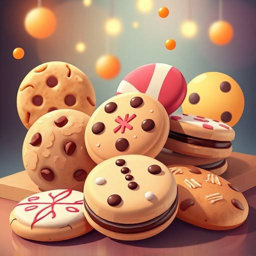 Una ilustración de varias galletas digitales, representando los diferentes tipos de cookies utilizadas en la navegación web.