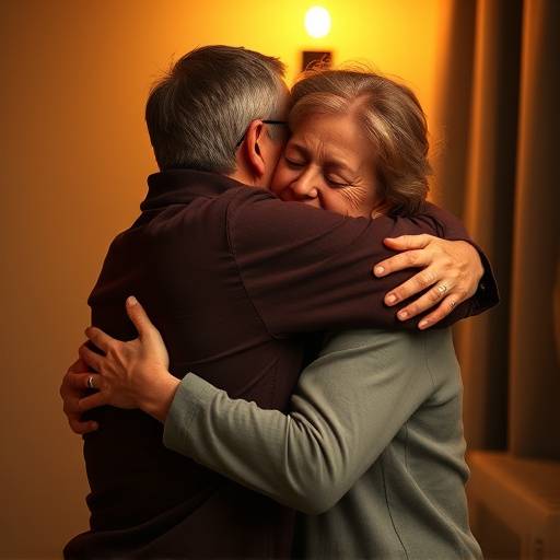Una persona ofreciendo un abrazo a otra, simbolizando apoyo y consuelo.